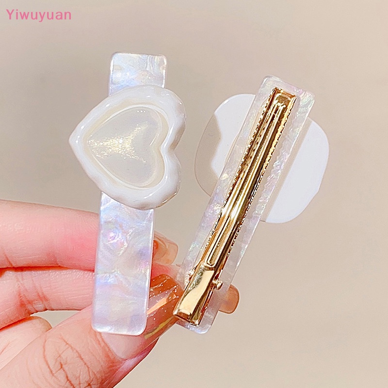 &lt; Yiwuyuan &gt; Kẹp Tóc Trang Trí Hình Học Trái Tim Acetate Thanh Lịch Ngọt Ngào Mới Cho Nữ