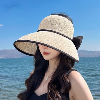 Outfly Mũ Cói Chống Nắng Thắt Nơ Họa Tiết Sọc Caro Thời Trang Mùa Hè