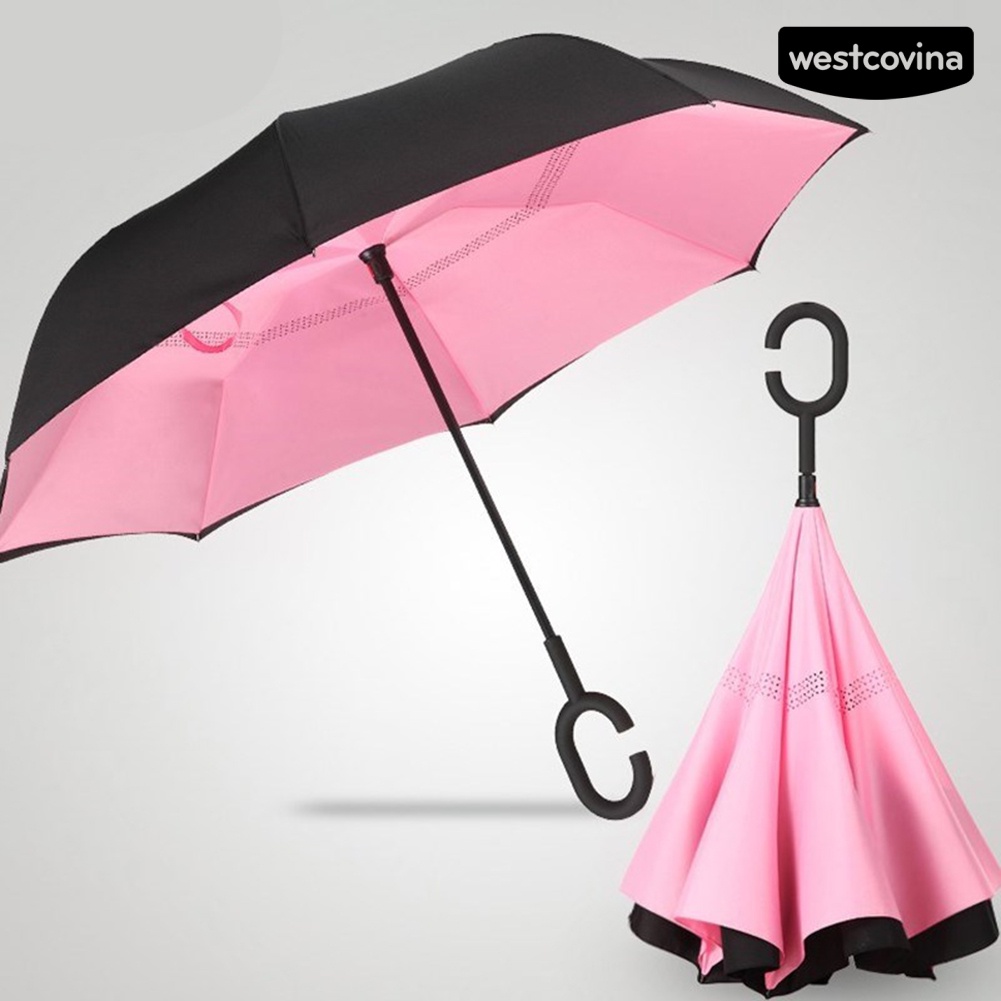 [COD]☁Dù Đứng Hai Lớp Chống Tia UV Chống Gió Hình Chữ C Có Tay Cầm Tiện Lợi Dành Cho Nữ