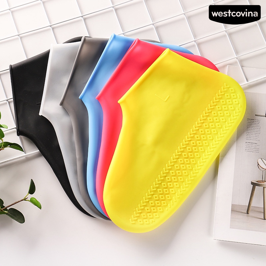 [COD]☁1 Cặp Vỏ Bọc Giày Đi Mưa Bằng Silicon Màu Trơn Chống Thấm Nước Tiện Dụng Cho Bé