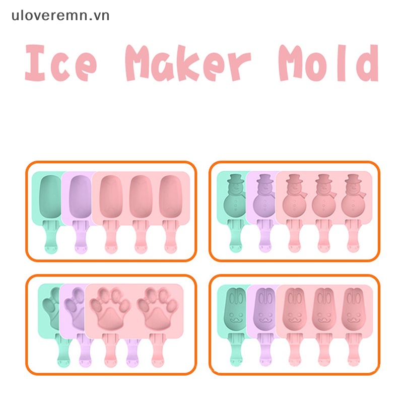 Khuôn Silicon Làm Kem Que Hình Hoạt Hình Có Thể Tái Sử Dụng