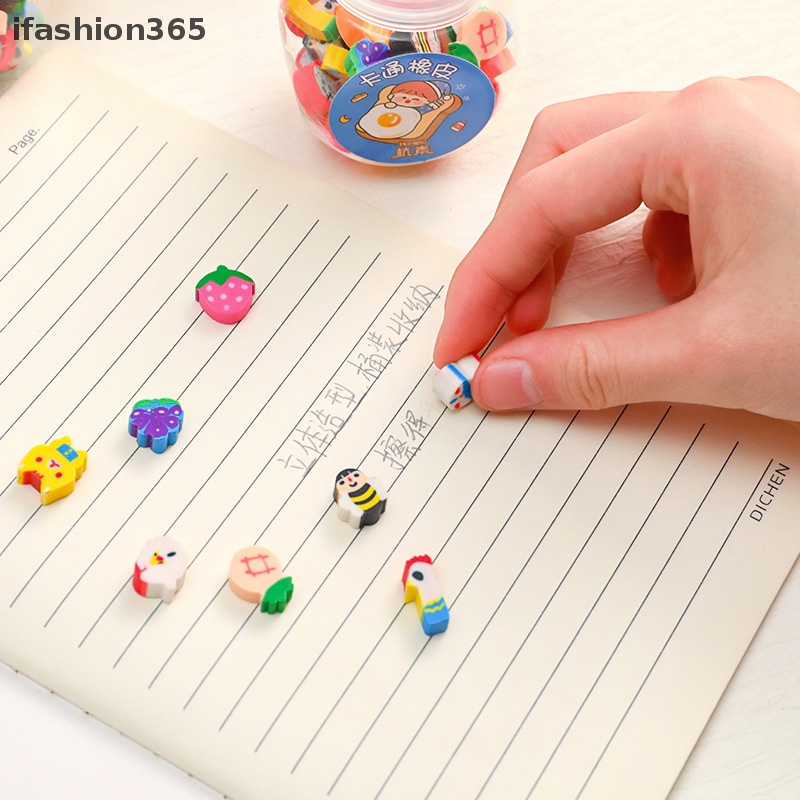 Set 50 Gôm Tẩy Mini Bằng Cao Su Hình Động Vật / Trái Cây Dễ Thương Sáng Tạo ifashion365