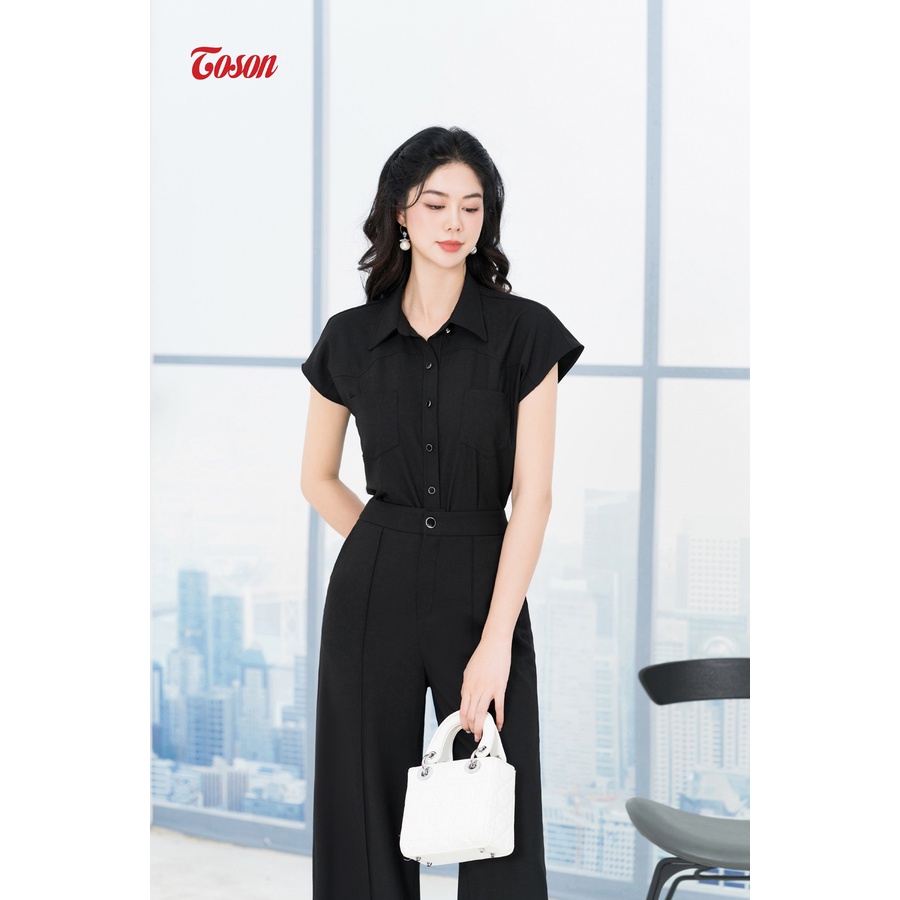 Bộ đen xước nhật, áo vai chờm quần culottes B1233B83 Toson