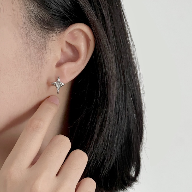 Khuyên Tai Bốn Ngôi Sao Đá Mắt Mèo Phiên Bản Hàn Quốc Không Đối Xứng Cá Tính Thời Trang niche Cao Cấp Cho Nữ