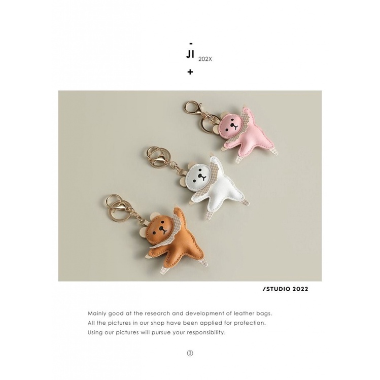 Móc Khóa Da Hình Gấu Hoạt Hình Dễ Thương