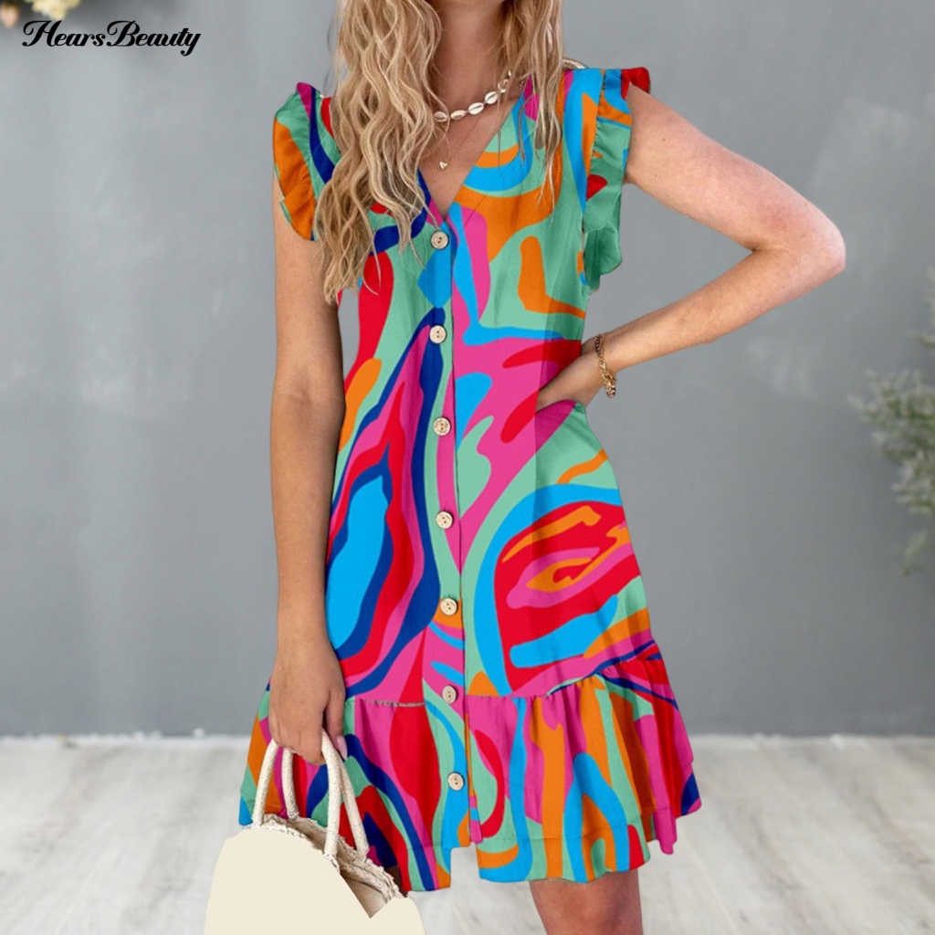 Đầm Mini Cổ Chữ V Thời Trang Xinh Xắn Cho Nữ