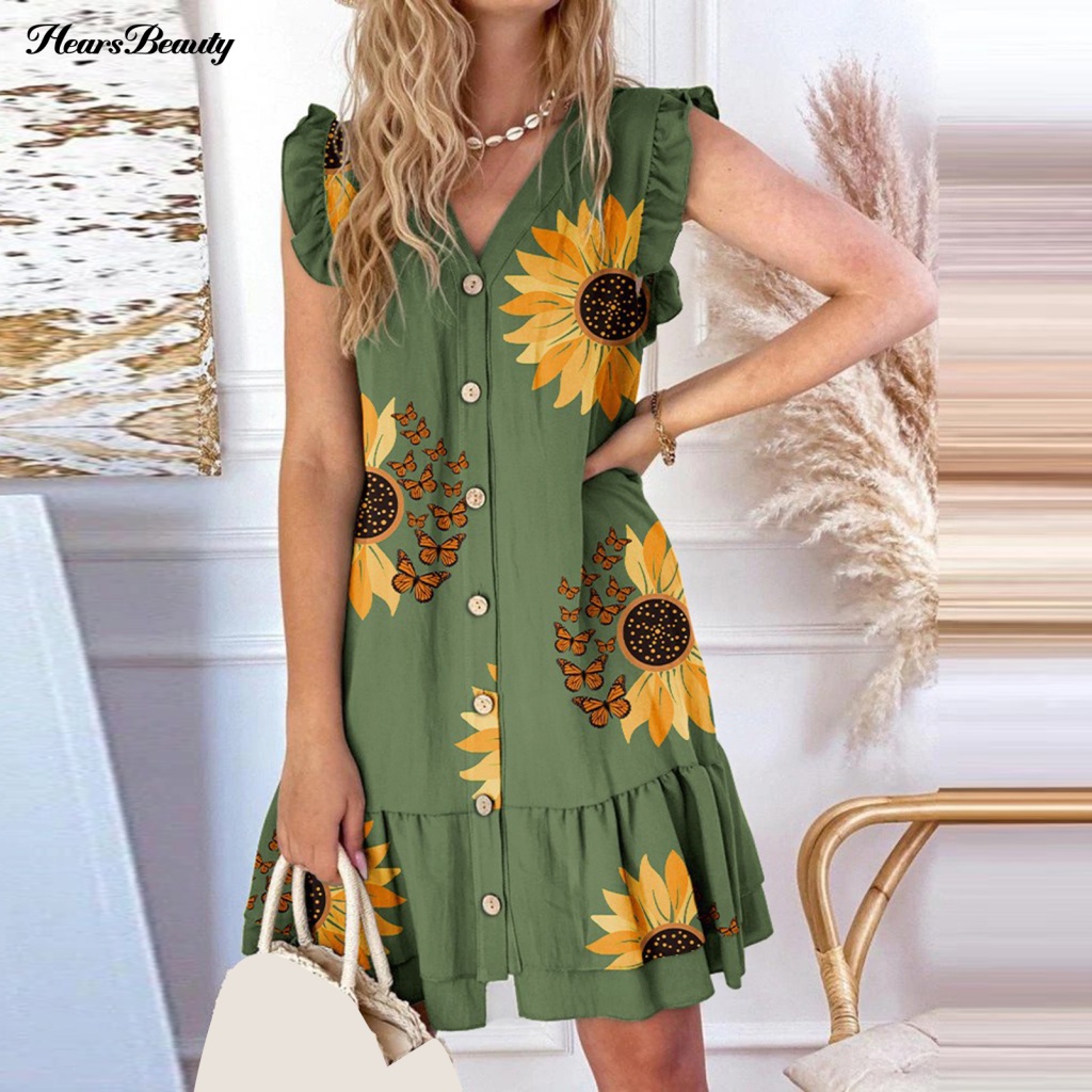 Đầm Mini Cổ Chữ V Thời Trang Xinh Xắn Cho Nữ