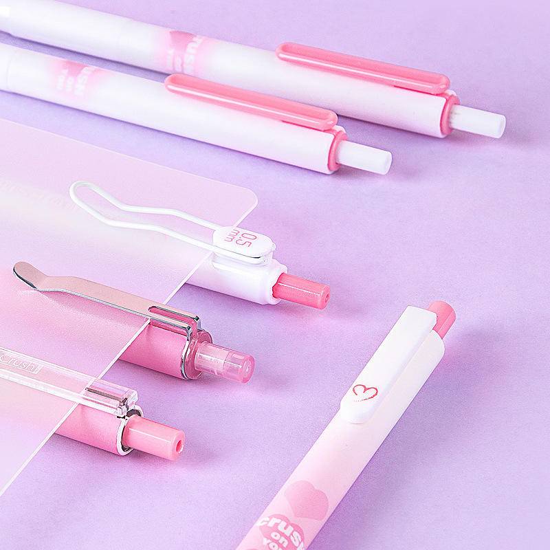 Bút Bi 3 Kiểu Ngòi 0.5mm Màu Đen Gradient Dễ Thương Cho Học Sinh