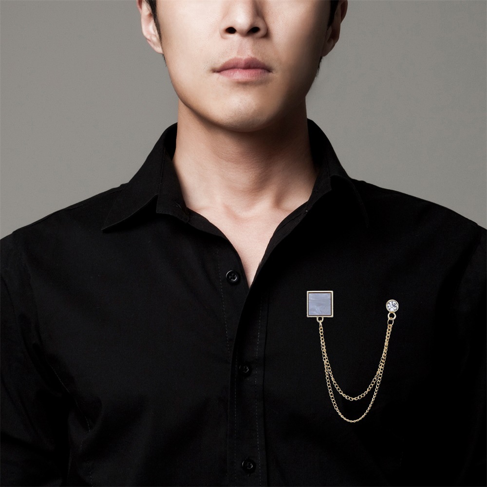 Ghim Cài Áo Dạng Chuỗi Hình Học Phối Tua Rua Thời Trang Cho Nam