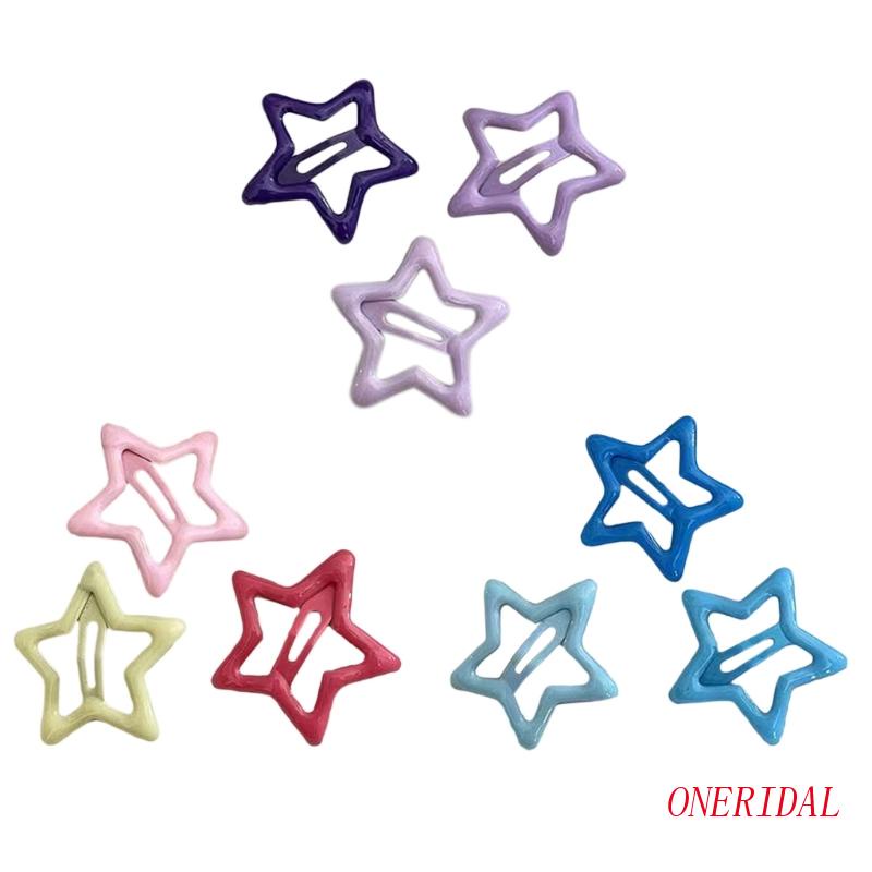 Set 3 Kẹp Tóc Kim Loại Y2k Hình Ngôi Sao Màu Sắc Ngọt Ngào Cho Thanh Thiếu Niên
