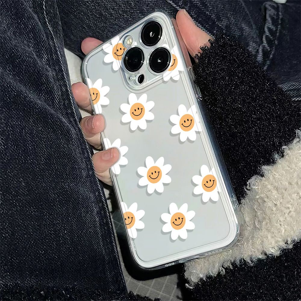 ✅Ốp Điện Thoại Dẻo Họa Tiết Hoa Cúc &amp; Mặt Cười Dễ Thương Chống Sốc Cho Iphone13Iphone12 14pro11 1P7P 786Inplus