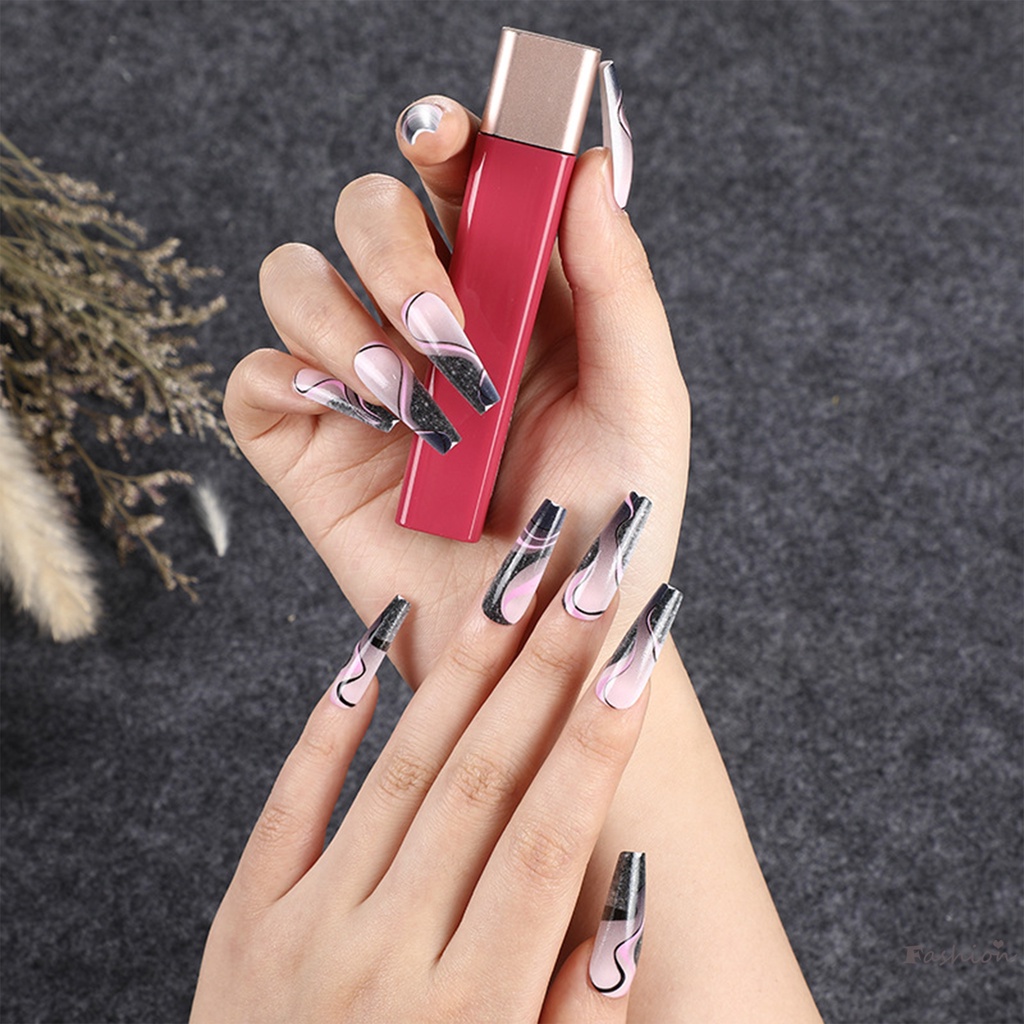 Móng Tay Giả Màu Đen Phong Cách Pháp Thời Trang