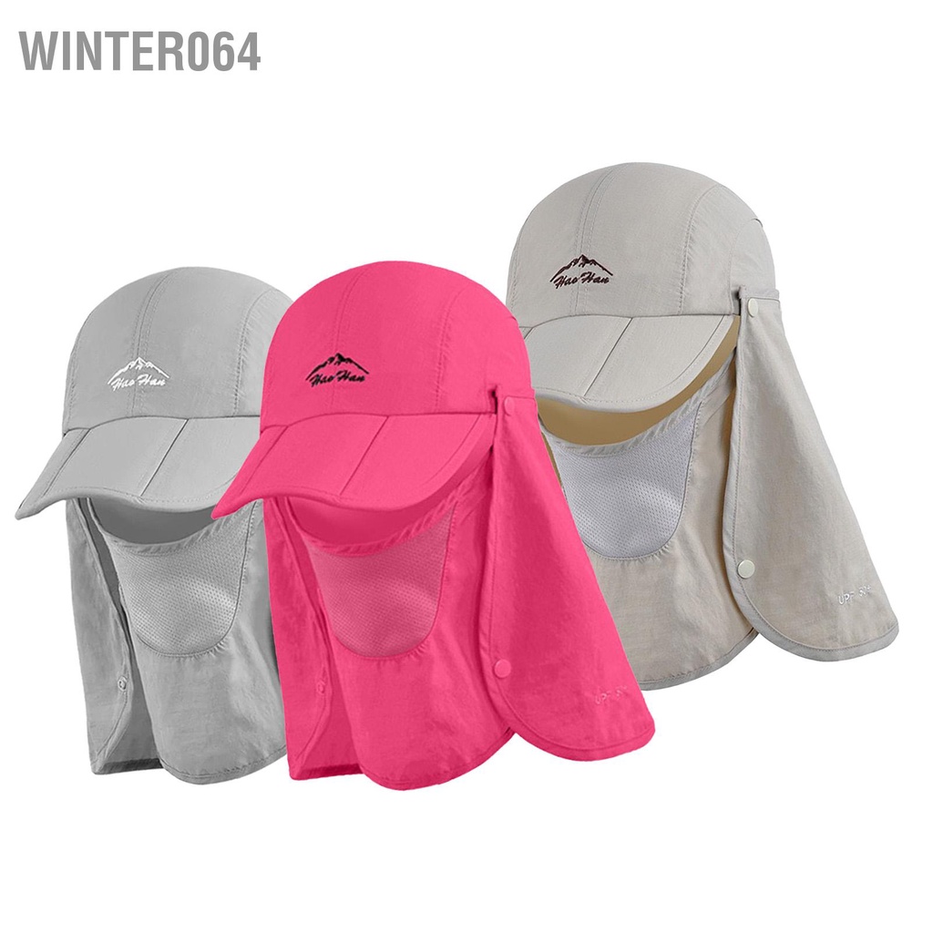 Winter064 Có Thể Gập Câu Cá Nón Mặt Trời Nam Nữ Rộng Vành Hat Với ​​Mặt Che Cổ Vạt Cho Đi Bộ Đường Dài đi Xe Đạp