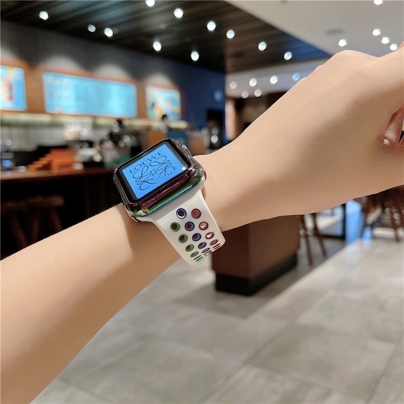 Dây Đeo Silicone Thoáng Khí Cho Đồng Hồ Thông Minh Apple Watch 7 8 6 5 4 3 2 41mm 45mm 40 44 38 42mm i-Watch serie SE 6 Ultra 49mm