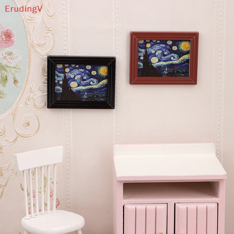 [ErudingV] Tranh Sơn Dầu Bầu Trời Đầy Sao Treo Trang Trí Nhà Búp Bê 1: 12