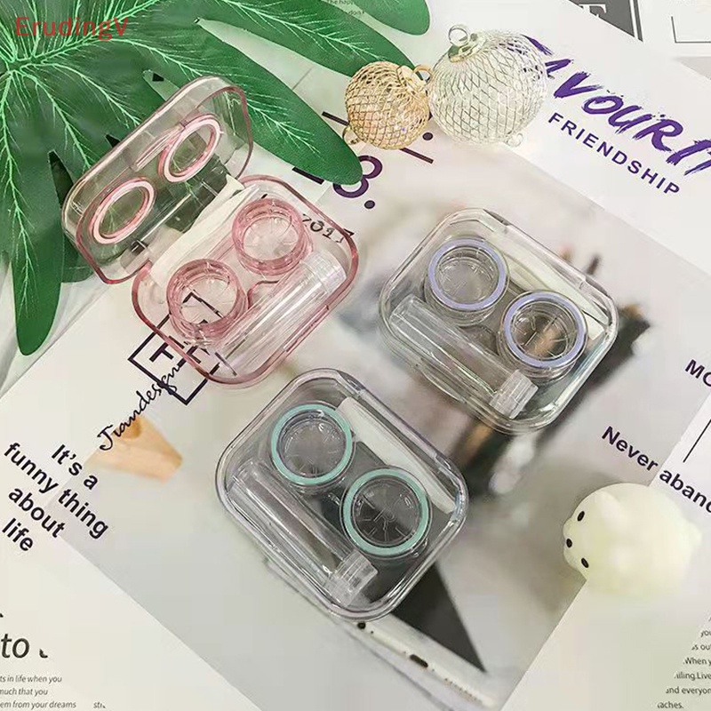 [ErudingV] Hộp Đựng Kính Áp Tròng Trong Suốt Phong Cách Lạnh Đơn Giản Di Động Kèm Nhíp Gắp [Mới]