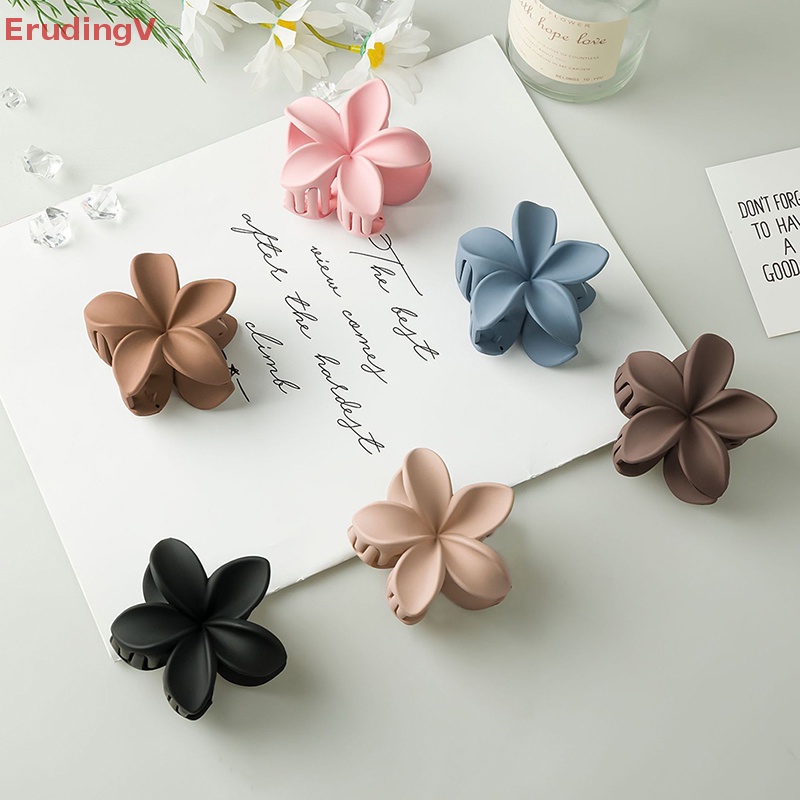 [ErudingV] Kẹp Tóc Móng Vuốt Màu Trơn Hoa Mặt Nhám Phong Cách Cổ Điển Thanh Lịch Mới [Mới]