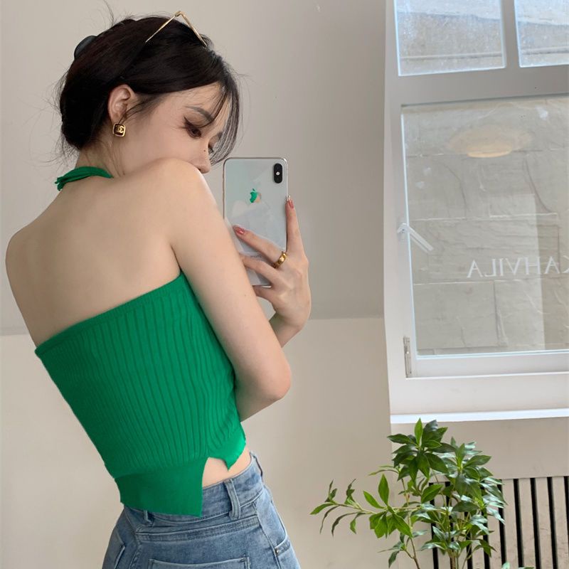 COZOK Áo Dệt Kim Sát Nách Cổ Chữ V Thời Trang Quyến Rũ Cho Nữ
