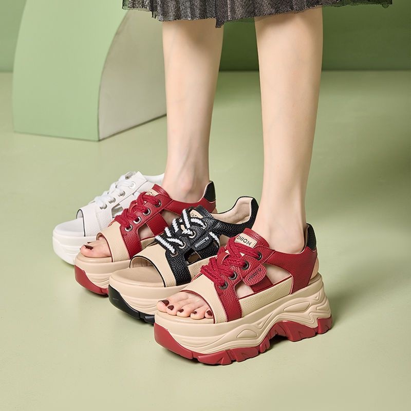 Xăng đan Thể Thao Hở Ngón Đế Dày Tăng Chiều Cao Thoáng Khí Mùa Hè Mới Cho Nữ