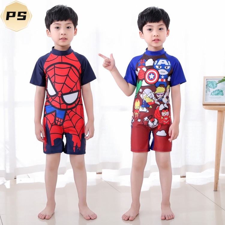 Mới Bộ Đồ Bơi In Hình Siêu Anh Hùng / Người Nhện / Captain America Avengers Thời Trang Cho Bé Trai