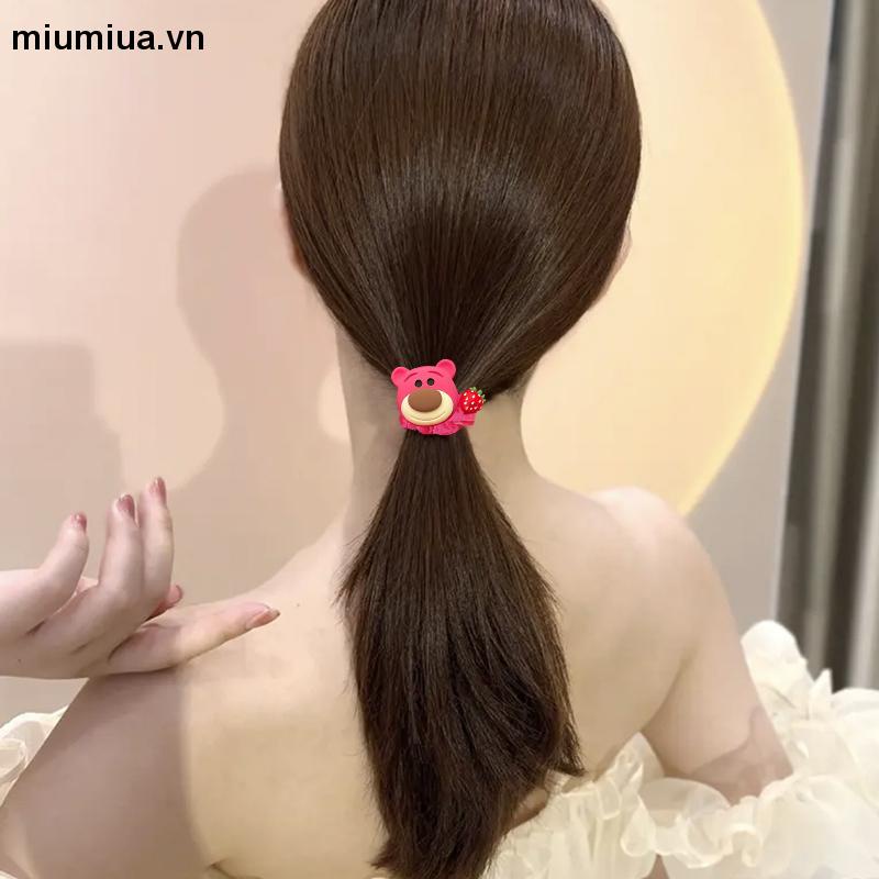 miumiuaDây cột tóc chất liệu cao su co giãn hình gấu dâu hoạt hình xinh xắn phong cách Hàn Quốc dành cho nữ