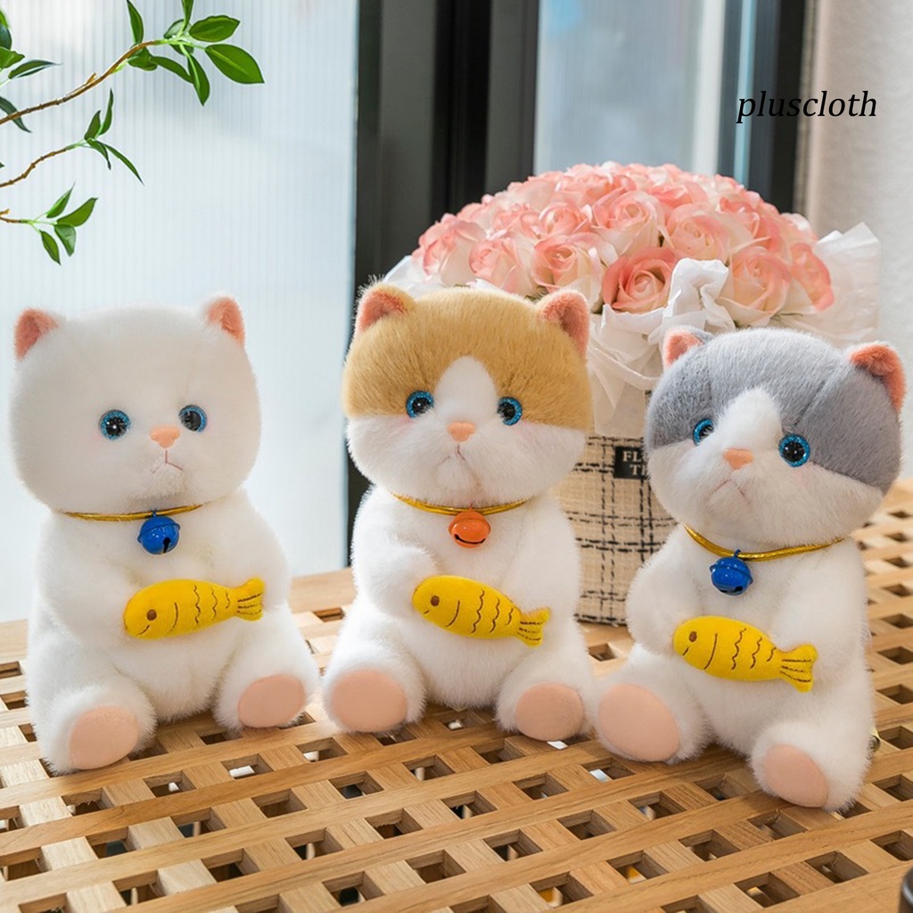 < Plus > Đồ Chơi Thú Nhồi Bông Hình Chú Mèo Mini Mềm Mại Có Chuông Sống Động Trang Trí Ghế Sofa
