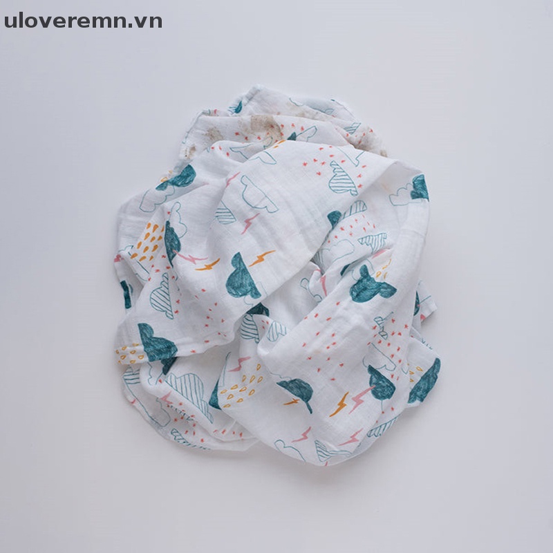Uloveremn Chăn Quấn Em Bé Sơ Sinh Bằng Cotton Họa Tiết Đám Mây Muslin