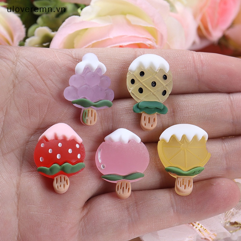 Bộ 5 Miếng Dán Trang Trí Điện Thoại / Tủ Lạnh Hình Cây Kem Bằng Nhựa Phát Quang Độc Đáo DIY