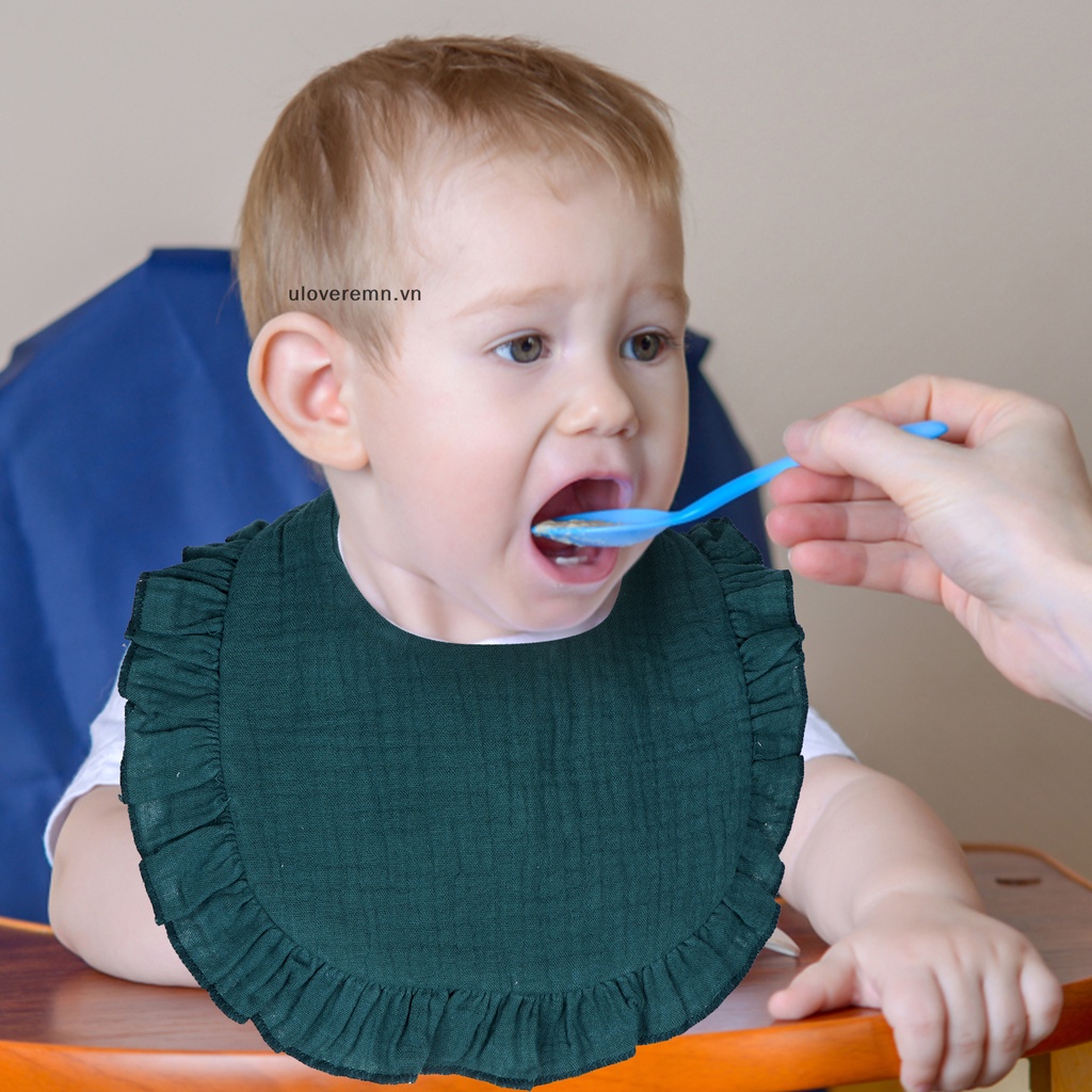 Set 16 Yếm Ăn Chất Liệu Bằng Cotton 0-24 Tháng Mềm Mại Màu Trơn Cho Bé