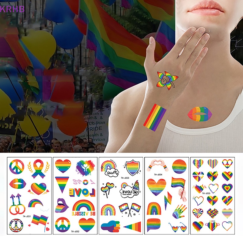 Miếng Dán Hình Xăm Tạm Thời KRHB Rain Pride LGBT Chống Thấm Nước Mới