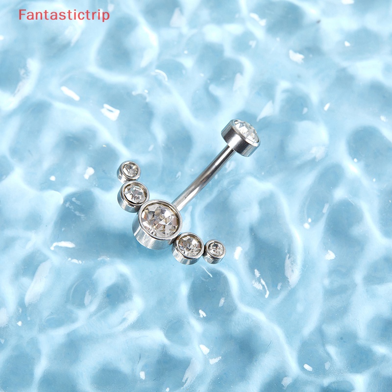 Khuyên Rốn Dạng Thanh Tạ Cong Bằng Thép Không Gỉ Đính Đá Zircon Thời Trang Cho Nữ