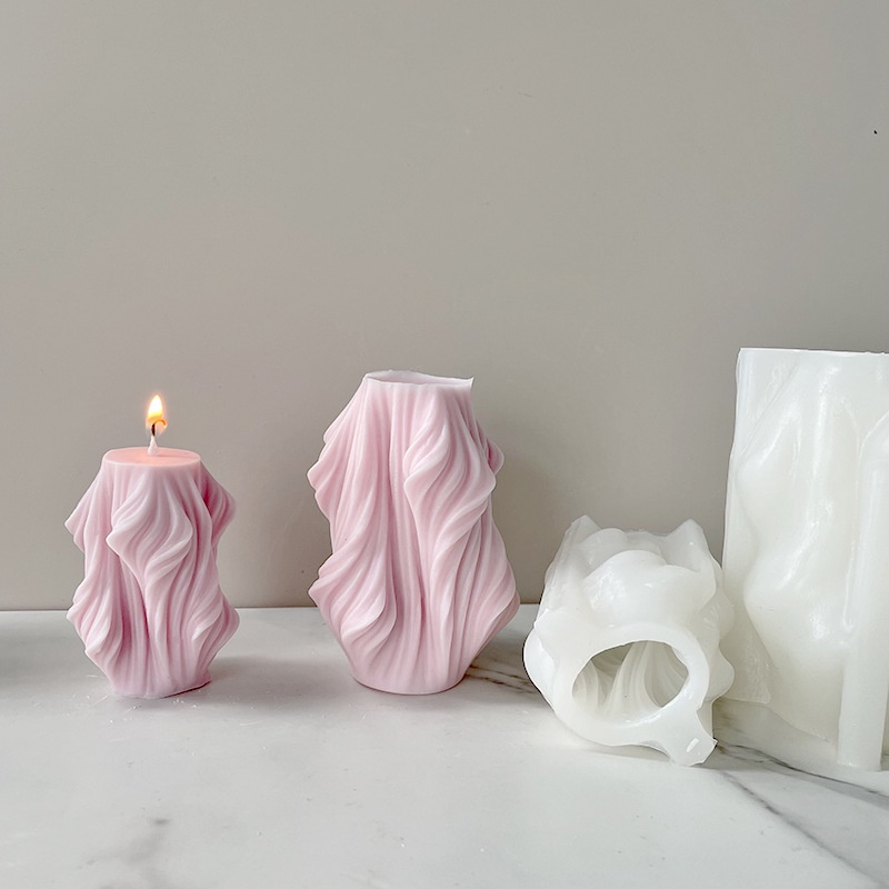 Khuôn Silicone Làm Nến Kiểu Xoay Bất Đối Xứng Hình Học DIY