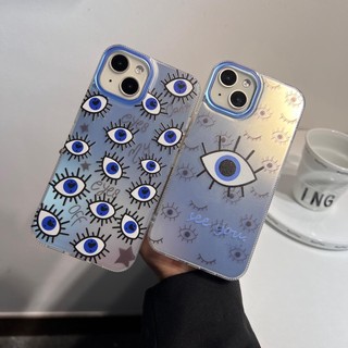 Thời Trang Sang Trọng Laser Thổ Nhĩ Kỳ May Mắn Xanh Ác Mắt Trừu Tượng Ốp Lưng Điện Thoại iPhone 15 14 13 12 11 Pro Max Vỏ Silicon Mềm Chống Sốc