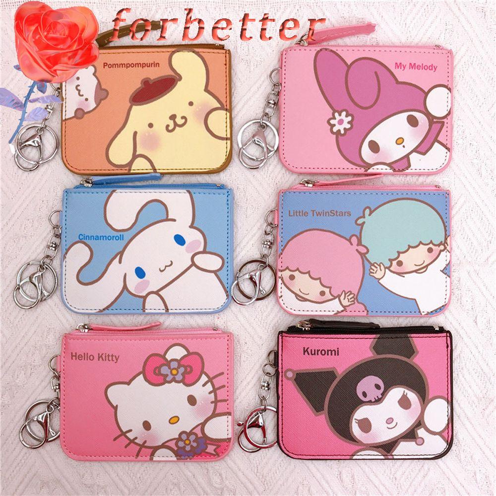 Ví Da PU Đựng Thẻ / Móc Khóa / Ba Lô / Thẻ Họa Tiết Hoạt Hình Mèo Kitty Cinnamoroll Dễ Thương Cho Nữ