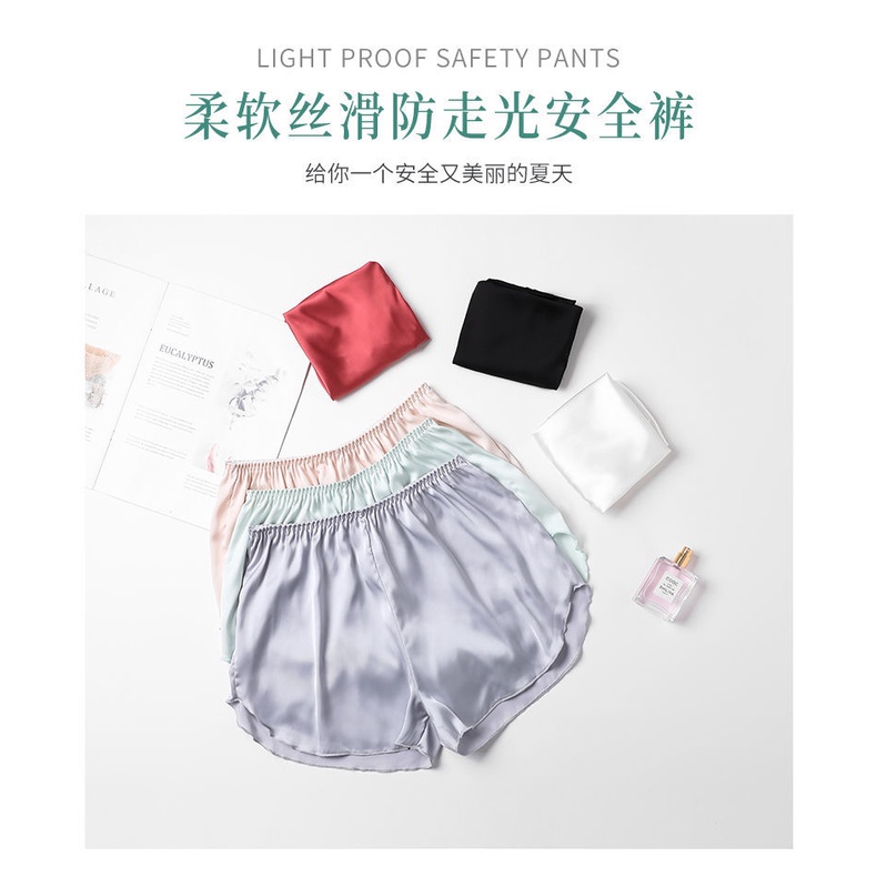 Quần Short An Toàn Lưng Cao Dáng Rộng Vải Lụa Lạnh Không Đường May Cỡ Lớn Thời Trang Mùa Hè Cho Nữ