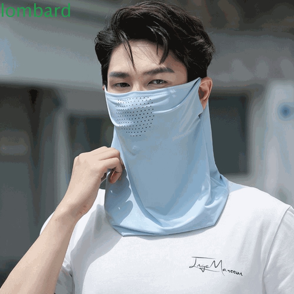 Khăn Choàng Cổ Kiêm Mặt Nạ Chống Tia UV Bằng Lụa Lạnh Màu Trơn Thoáng Khí Thời Trang Mùa Hè Cho Nam Và Nữ