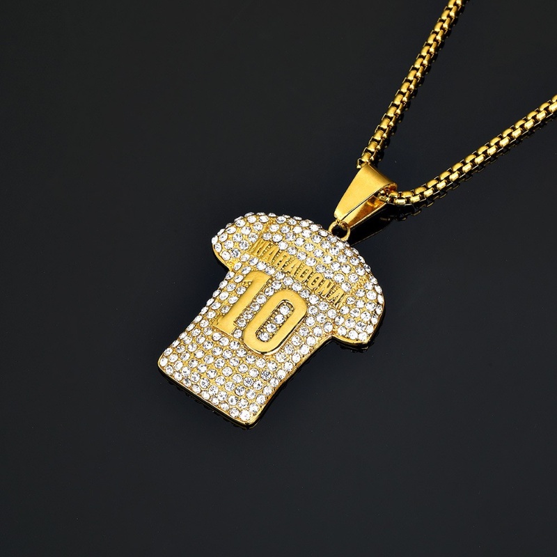 Z Vòng cổ Thép Titan Không Gỉ Mạ Vàng 18K Maradona 10 Phong Cách Hip Hop Thời Trang Cho Nam