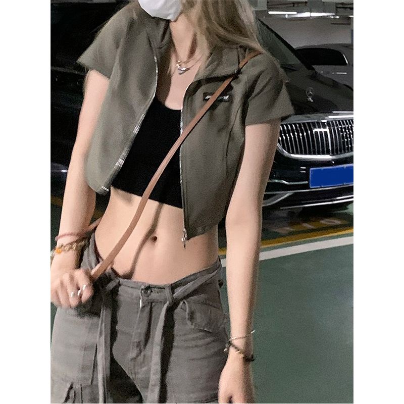 COZOK Áo Thun Tay Ngắn Cổ Polo Phối Khóa Kéo Thời Trang Trẻ Trung