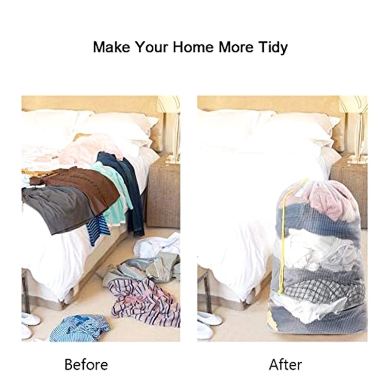 Set 5 Túi Lưới Giặt Đồ Có Dây Đeo Vai Kích Thước 60cmx90cm