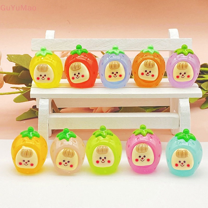 Bộ 2 Đồ trang trí Trái Dâu Hoạt Hình Phát Sáng Dùng Trang Trí Tiểu Cảnh / Nhà Búp Bê