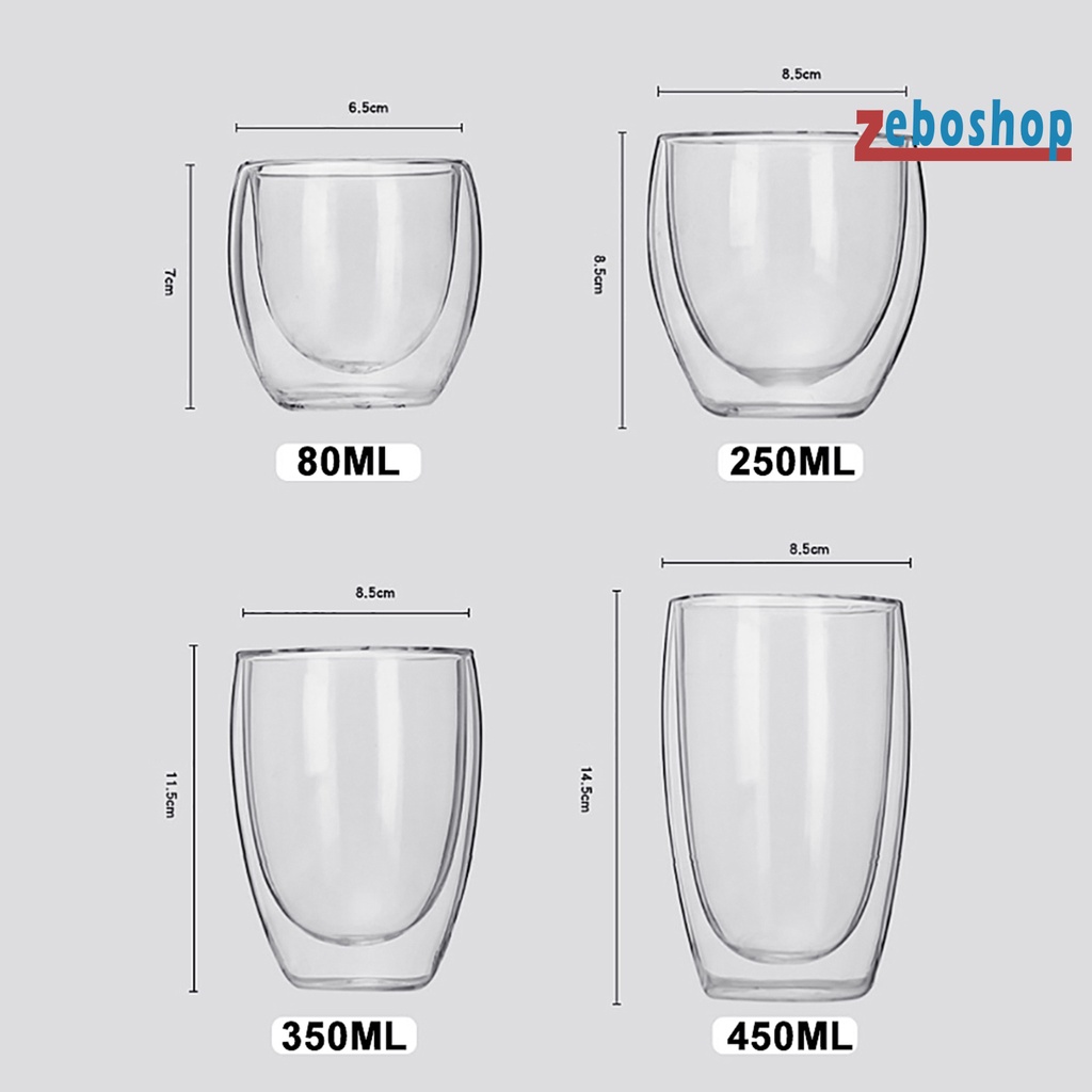 Cốc Uống Nước Hai Lớp Bằng Kính Chịu Nhiệt Trọng Lượng Nhẹ