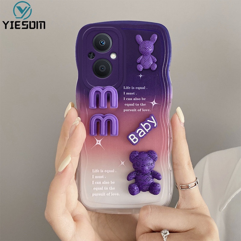 Ốp Điện Thoại Silicon Mềm Hình Gấu Thỏ Màu Gradient 3D Cho OPPO Reno 8Z 7Z 5G 8 7 6 5 5F 4F 4 4G