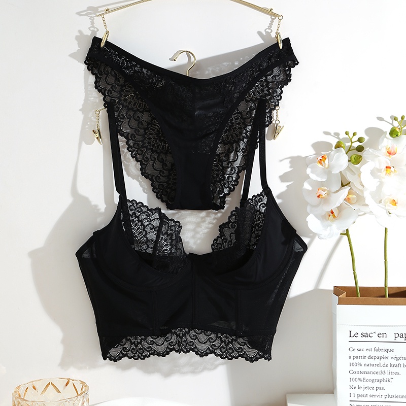 Take Talk Bộ Đồ Lót Hai Mảnh Phối Ren Rỗng Lưng Thấp Và Dây Đeo Vai Có Thể Điều Chỉnh Thoáng Khí Gợi Cảm Dành Cho Bạn Nữ