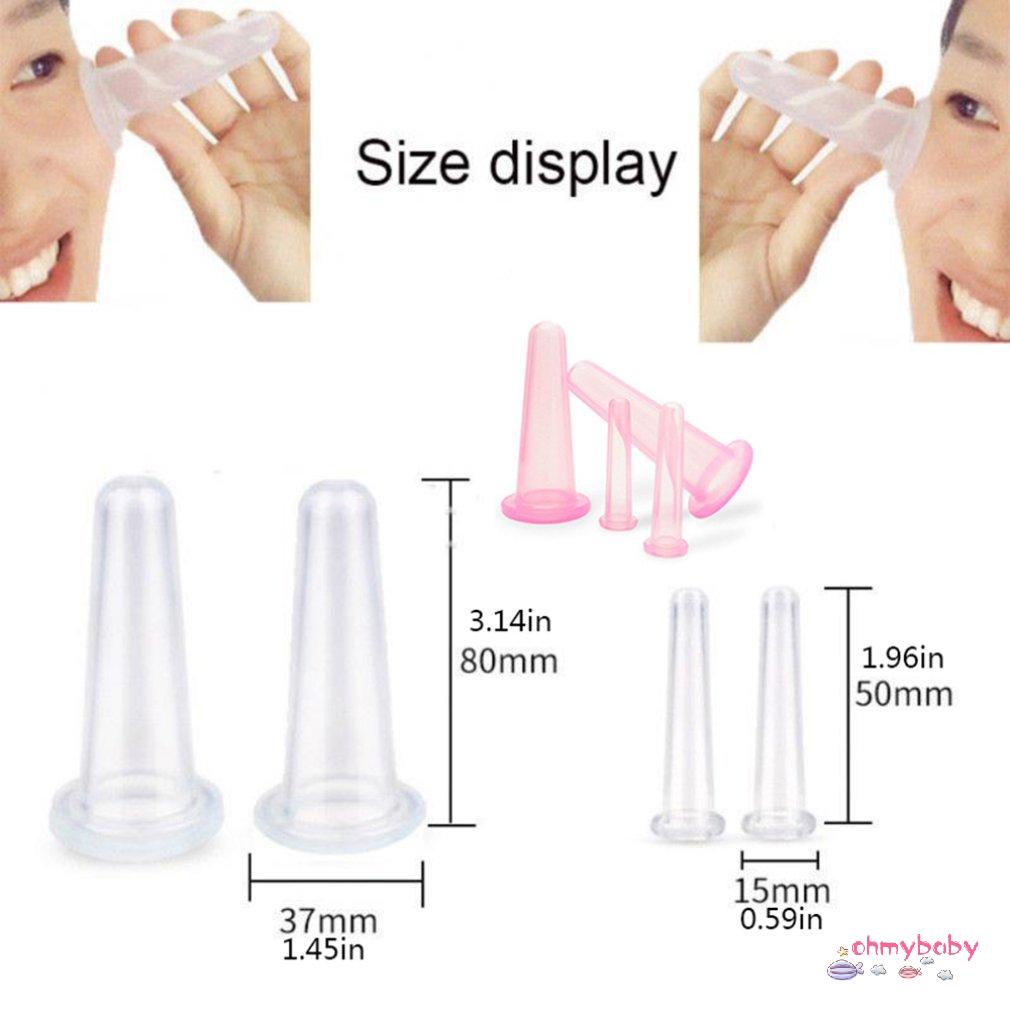 [OMB] 4 Cái/bộ Bình Hút Giác Hơi Lon Massage Silicone Cốc Chân Không Mặt Cho Cơ Thể [Z/2]