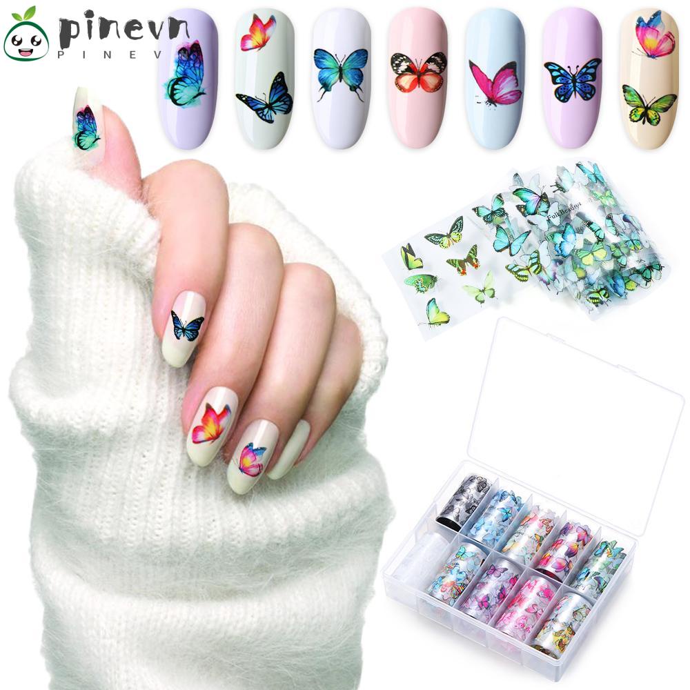 10 Cuộn Giấy Foil Dán Móng Nghệ Thuật Họa Tiết Bướm Mới