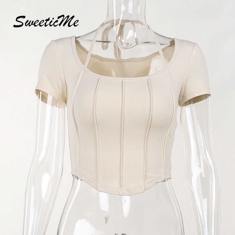 Áo Thun Tay Ngắn Màu Trơn Dáng Ôm Thời Trang Mới 2023 Dành Cho Bạn Nữ