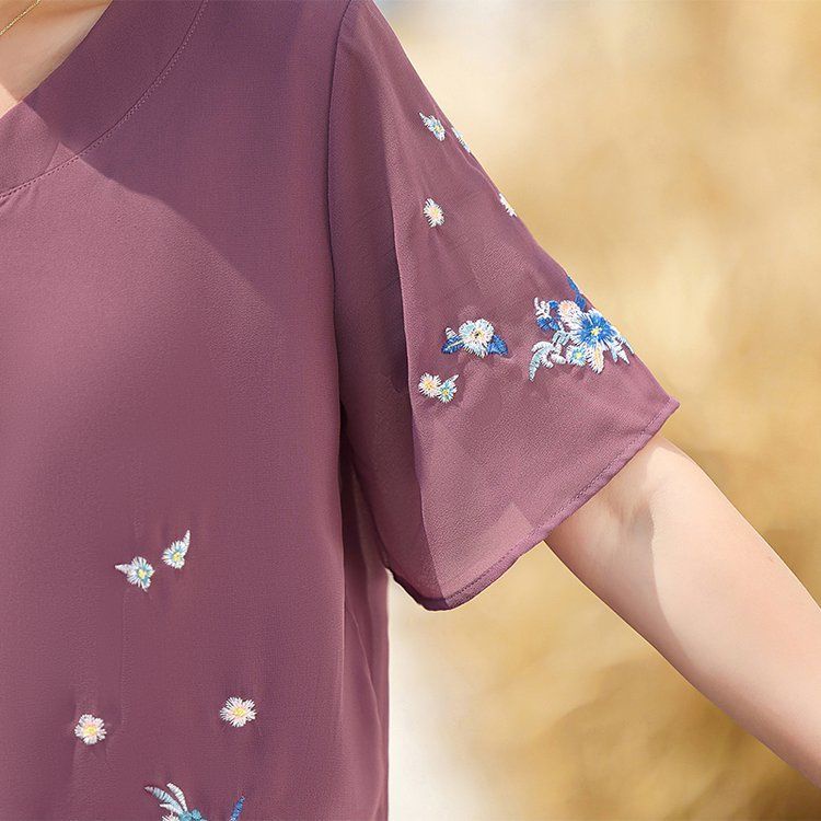 Set Đồ Thời Trang Mùa Hè 2023 Hai Mảnh Tay Ngắn Cho Phụ Nữ Trung Niên