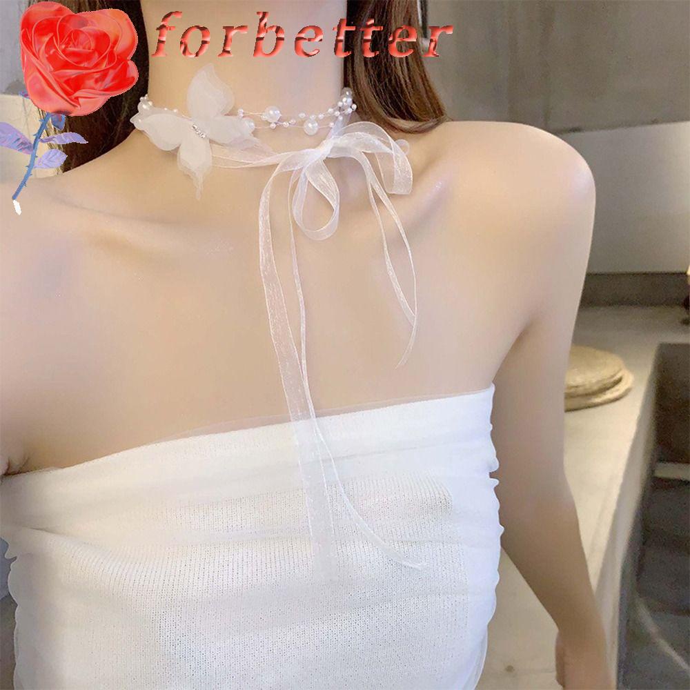 Vòng Cổ Choker Phối Dây Ruy Băng Mặt Hình Bướm Độc Đáo Thời Trang Cho Nữ