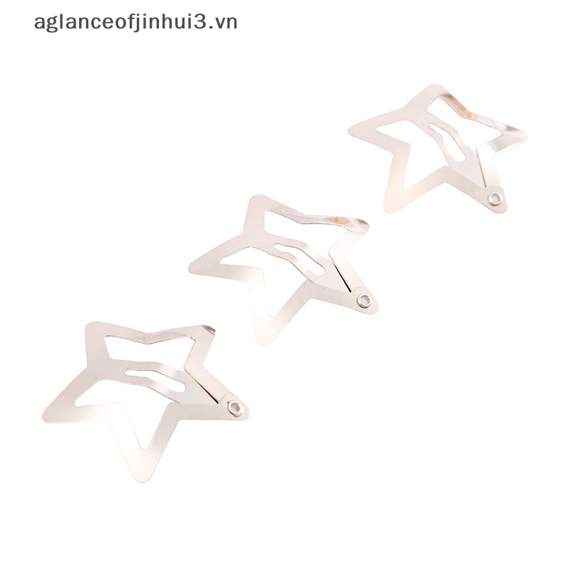 Set 4 Kẹp Tóc BB Hình Ngôi Sao Màu Sắc Bạc Đơn Giản Cho Bé Gái