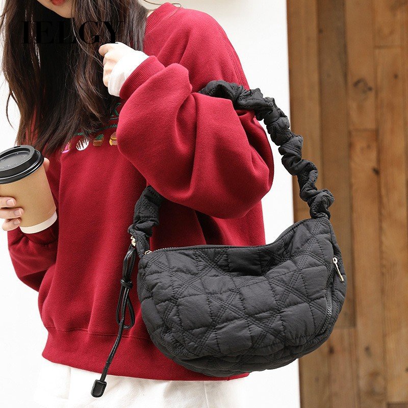 Túi Đeo Chéo Vai Kiểu Dây Rút Họa Tiết Hình Thoi Thời Trang Hàn Quốc